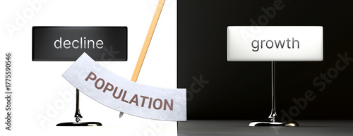 Tableau sur toile Population swings between decline and growth
