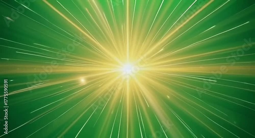 Golden light burst on green-screen background.4k video.

