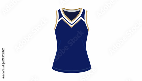 Cheerleading Uniform Vector Top: Blue Sleeveless Tank with Chevron Trim Mockup
