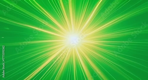 Golden light burst on green-screen background.4k video.

