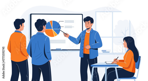 Business Team Presentation Showcasing Data Analysis and Strategic Planning Session Efficiently