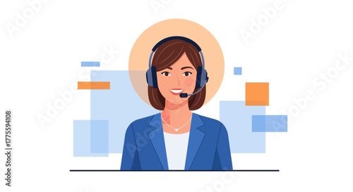 Cheerful Customer Service Representative Working In A Modern Helpline Environment Image