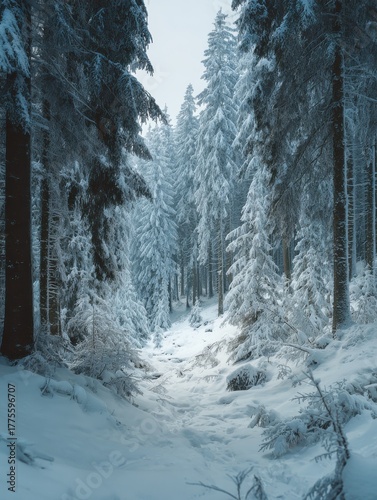 frozen winter forest with snow covered trees outdoor no logos no brands ar 34