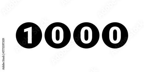 1000 Number Icon or Logo – Thousand Number Design for Followers, Subscribers, Likes, and Views, social media