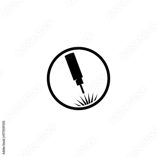 CNC machine illustration logo design, abstract, laser beam sparks, laser cutting, metalworking, element, machining, computer, stainless, modern, industrial, engineering, symbol, sign, laser, cutting