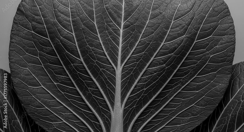 Obraz premium Dramatic Close Up Of Leaf Structure Reveals Intricate Details and Dark Aesthetic