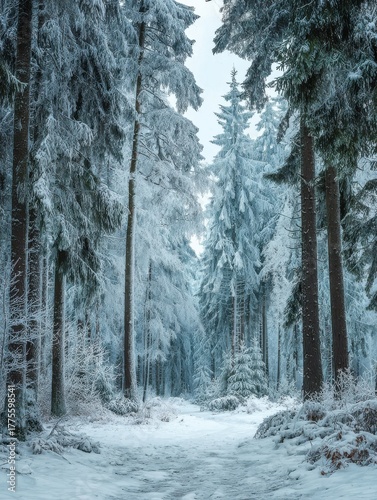 frozen winter forest with snow covered trees outdoor no logos no brands ar 34
