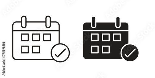 Calendar check icon. filled flat sign for mobile concept and web design