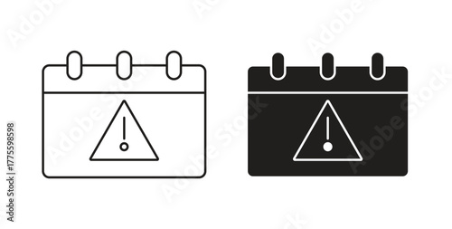 Calendar exclamation icon. filled flat sign for mobile concept and web design