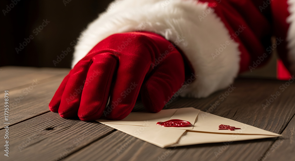 Obraz premium Santa claus reading christmas letters holiday season