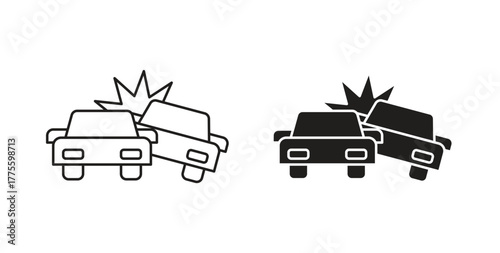 Car crash icon. filled flat sign for mobile concept and web design