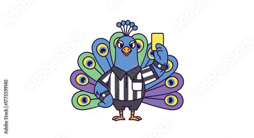 Peacock Mascot Soccer Fan with Jersey and Smartphone Vector Illustration
