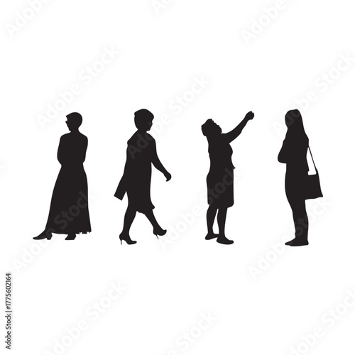 Silhouettes of diverse individuals engaged in various activities, representing a group of people