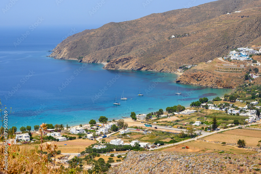 Obraz premium Aegiali, a small seaside resort located in the north of the island of Amorgos. Cyclades, Greece