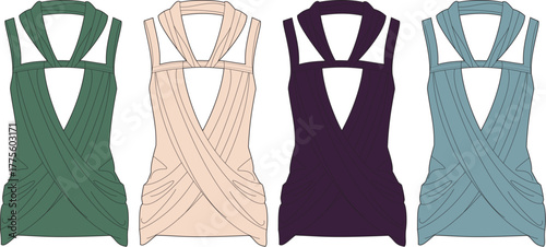 Assorted Fashionable Women's Sleeveless Dress Designs for Various Occasions and Styles