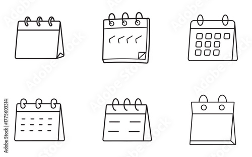 Hand Drawn Calendar Icons Set for Planning Scheduling and Important Dates Business and Personal Organizer Vector Illustration