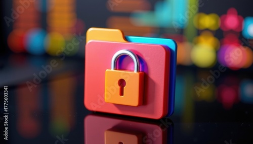 Cyber Security Colorful Locked Folder Digital Environment Internet Encryption Concept Modern Background