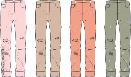 Ripped Jeans Collection Pastel Shades for Modern Fashion - Casual Wear Designs