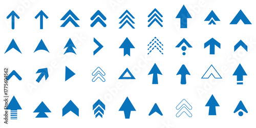 Set swipe up arrows icons. Different black arrows sign upwards. Scroll or swipe up. Graphic vector elements for web, applications, infographic, social media. Collection of swipe up icons arrows