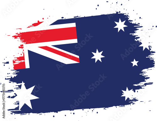 Brush Stroke Flag of Australia on Transparent Background , Artistic National Symbol Design