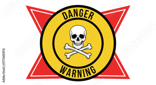 Danger warning sign with skull and crossbones illustration hazard alert isolated on white background