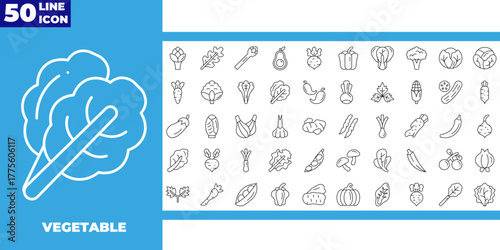 Vegetable line icon pack
