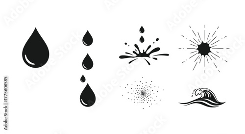 Set of black water icons simple glyph isolated on white background web and mobile use