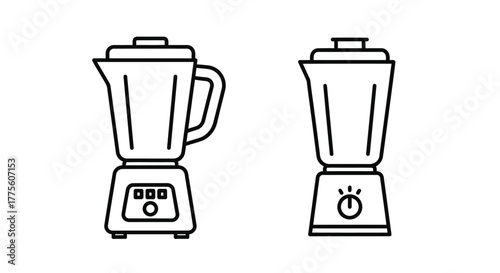 Simple line art illustration of two different kitchen blenders