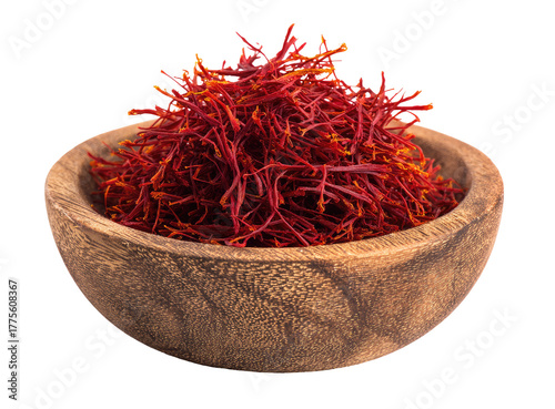 Dried saffron threads in a wooden bowl (2)