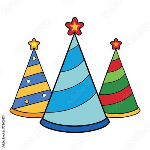 Party hats icons set flat vector. Birthday cap. vector
