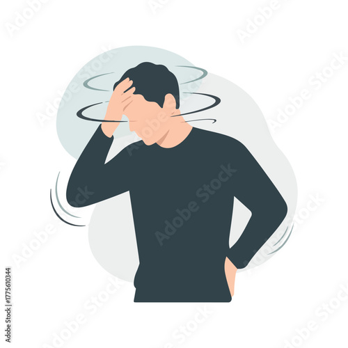 Health Problem Icon. Man Suffering from Headache, Migraine, or Brain Discomfort.