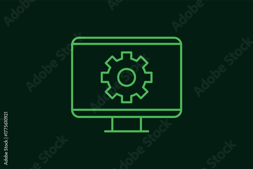 monitor settings illustration in flat style design. Vector illustration.	