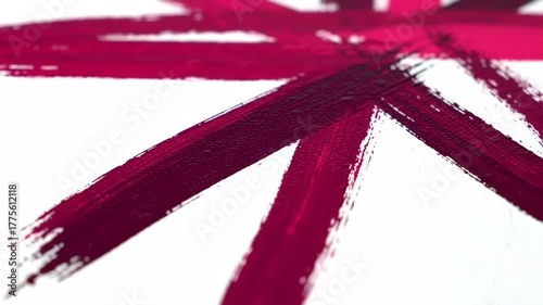Abstract Red Brush Strokes on White Background Dynamic Movement.
