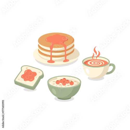 A Delicious and Wholesome Morning Breakfast Spread Illustration