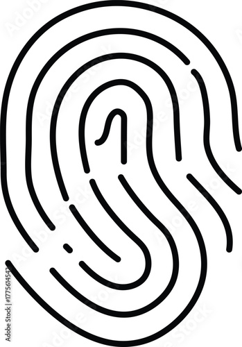 Black and White Fingerprint Illustration: Detailed Vector Graphic of a Unique Human Fingerprint for Security and Identification Concepts