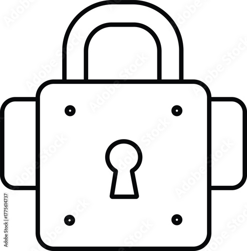 Padlock Icon: Simple Black and White Outline Illustration of Security Lock, Vector Graphic for Web Design and Print