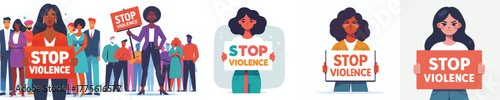 Woman holding sign saying "stop violence"