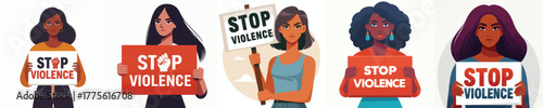 Woman holding sign saying "stop violence"