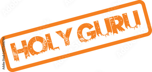 Holy Guru orange rubber stamp mark for spiritual guidance and revered teacher veneration