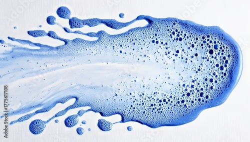 A face serum for skin care and beauty is depicted as a transparent blue gel smear of hyaluronic acid positioned on a white background