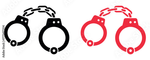 Security Handcuffs Icon Vector Illustration. Essential symbol design representing Law Enforcement, Justice, Arrest, Crime, Security, and Restraint concepts. Ideal for legal, police, or prison-related.