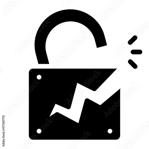 Security breach icon glyph style vector illustration