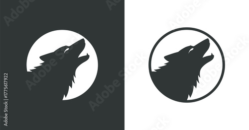 Silhouette Wolf Howling at Moon Vector Illustration