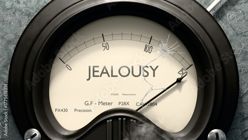Fotografía Jealousy meter showing high levels of Jealousy