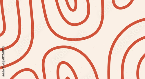 Abstract background with curved red lines on a light beige surface, creating a repeating pattern.