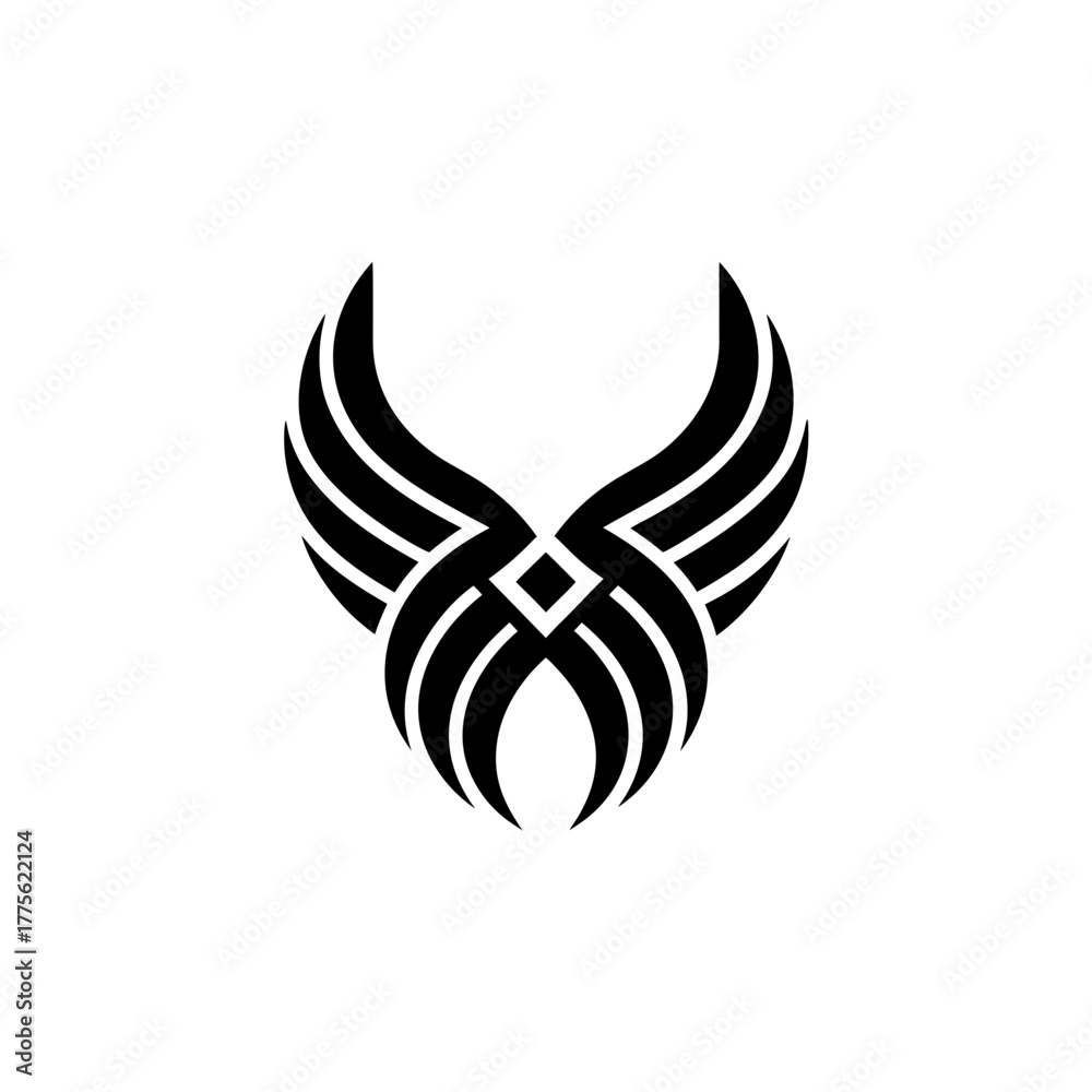 Obraz premium Abstract wings with square in the center design art on transparent background silhouette