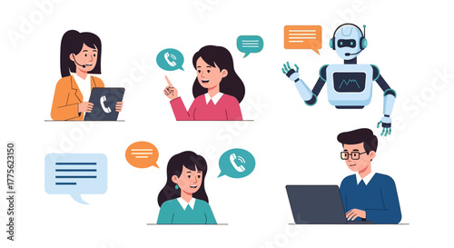Customer service with chatbot human support staff and automated assistant resolve queries enhancing client care and streamlined communication in tech age.