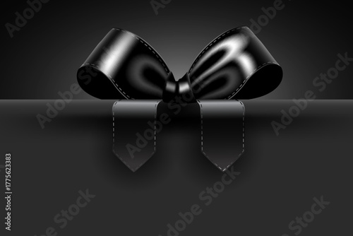 Luxury Black Gift Bow and Banner for Black Friday and Special Event Promotions. Perfect for sale backgrounds, marketing, and holiday greetings. Vector illustration