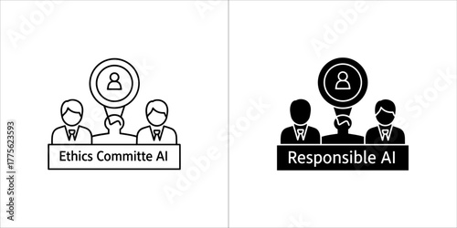 Ethics committee ai and responsible ai concept icons