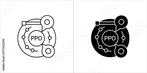 Ppo algorithm and optimization process concept icons